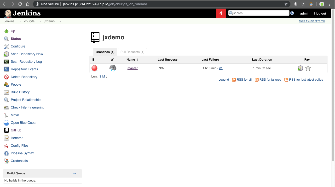 Branches view in Jenkins X